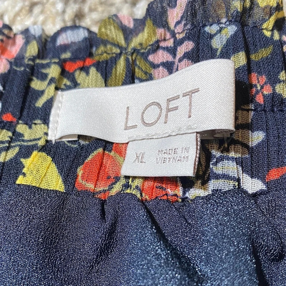 LOFT Floral A-Line Tiered Mini Skirt - Navy, Pink, Yellow & Green - Picture 3 of 5